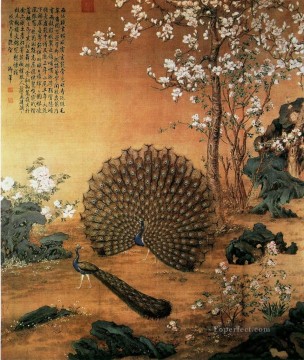 中国 Painting - ラングシャイニングプラウダサピーコック古い中国語